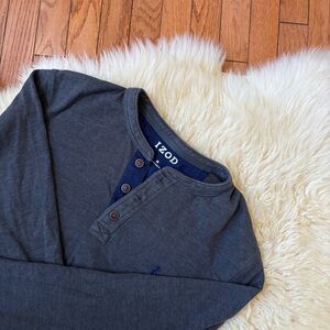 Izod Charcoal Gray Henley Shirt Top